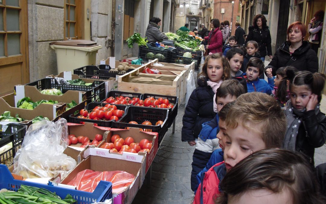 Els nens i les nenes de P5 del Cor de Maria visiten el mercat dels pagesos